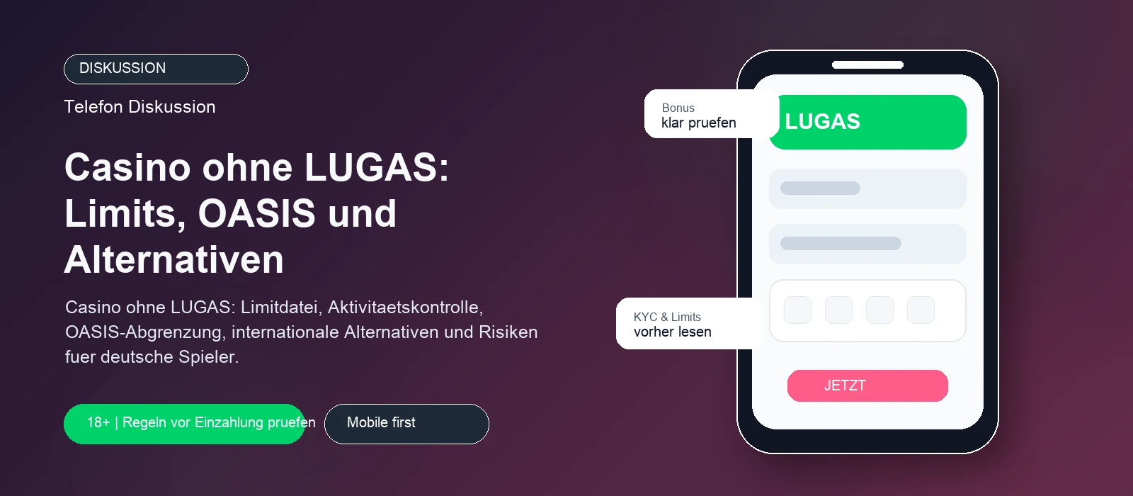 Casino ohne LUGAS: Limits, OASIS und Alternativen